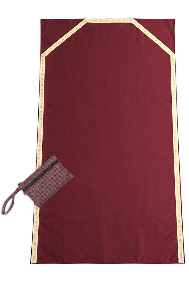 Bag Piece Prayer Mat - Foldable Travel Prayer Mat with Zipper for Carrying - Burgundy