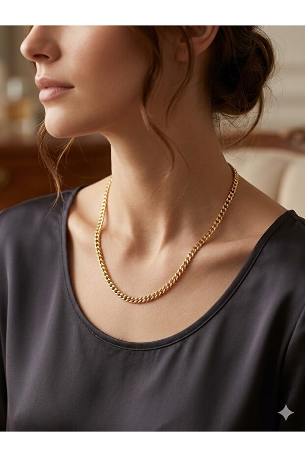 3S Gold Color Stainless Steel Gourmet Chain Necklace
