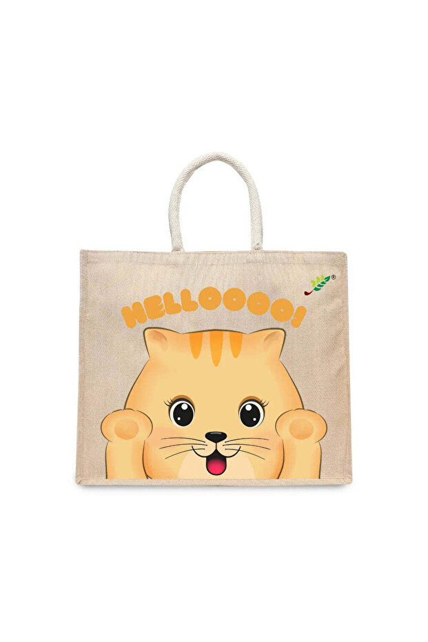 Tote Bag - Helloooo Printed Stylish Carry-All Cotton Tote Set of 01