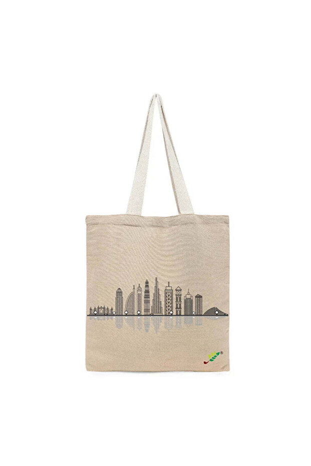 Tote Bag - Dubai Skyline Printed Stylish Carry-All Cotton Tote Set of 01