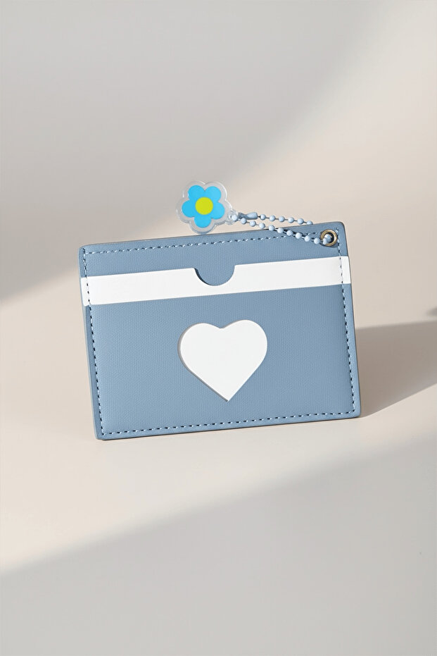 Blue Color Heart Detail Card Holder