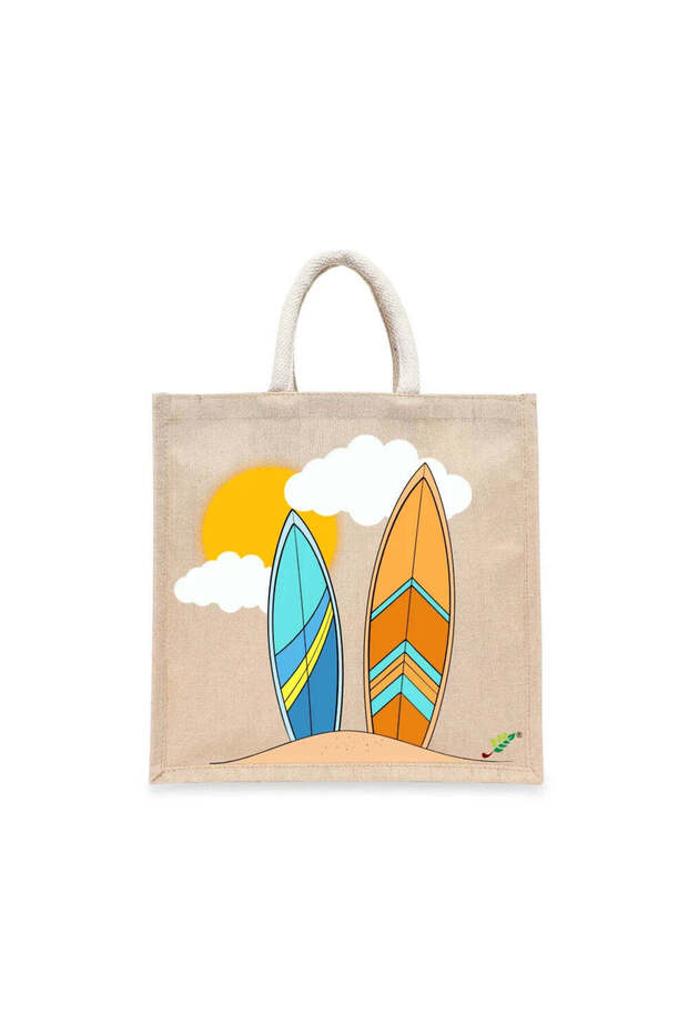 Tote Bag - Surfboards Printed Stylish Carry-All Cotton Tote Set of 01