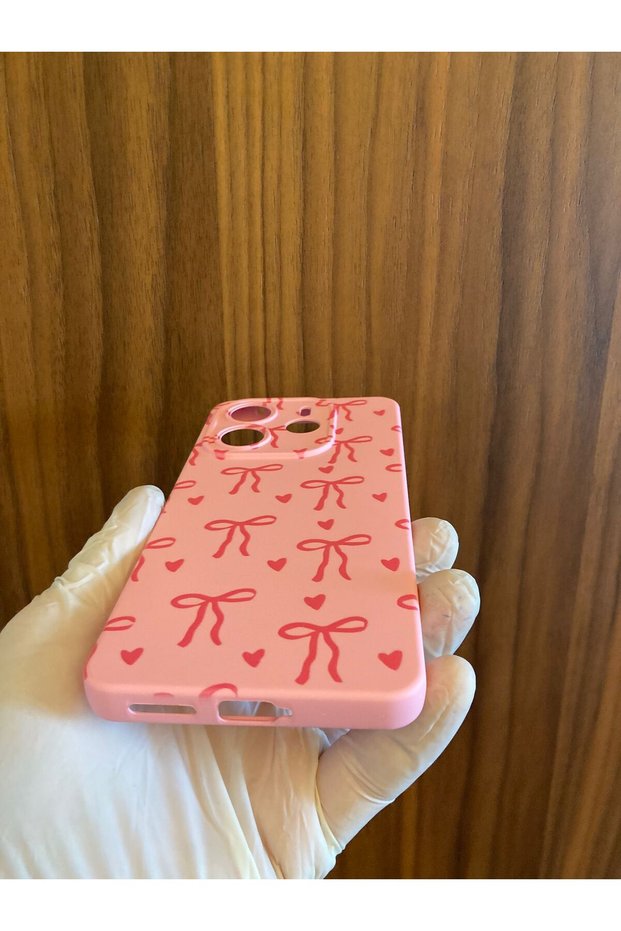 Redmi Note 14 4g Ribbon/Bow Printed Velvet Inside Silicone Phone Case (Only Compatible with Note 14 4g)