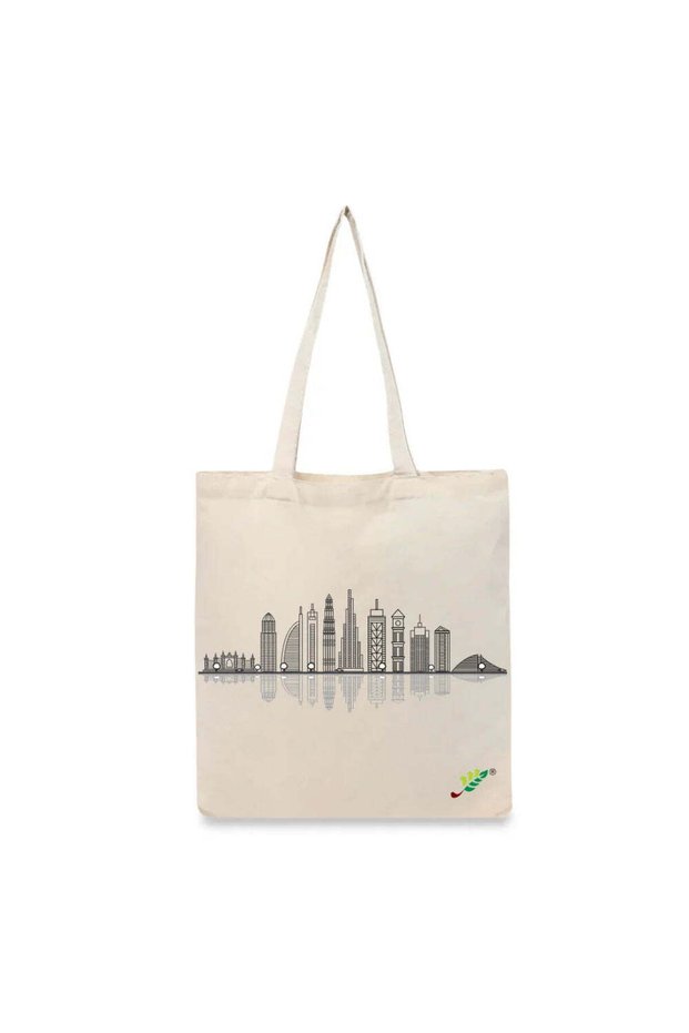 Tote Bag - Dubai Skyline Printed Stylish Carry-All Cotton Tote Set of 01