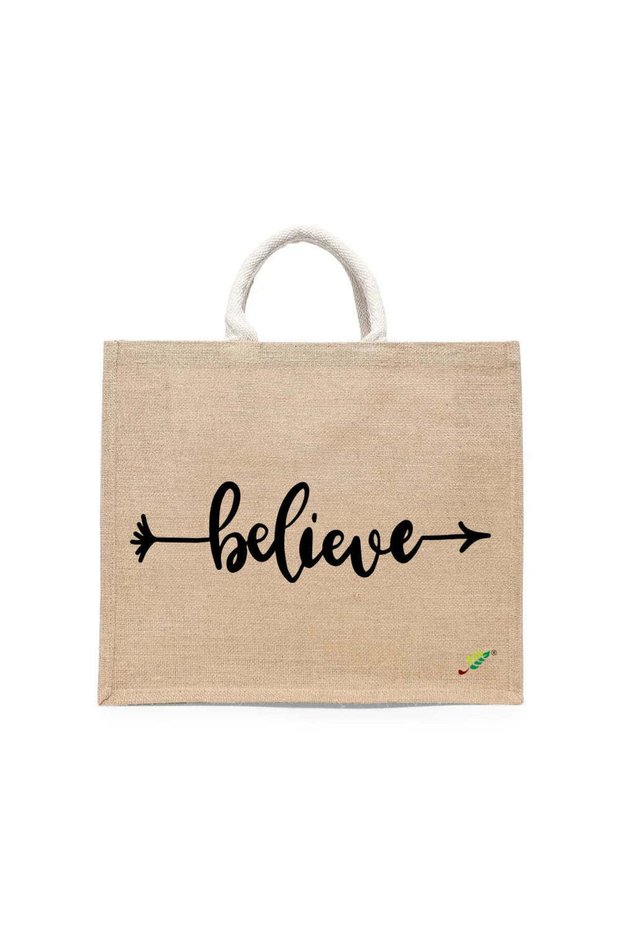 Tote Bag - Believe Printed Stylish Carry-All Cotton Tote Set of 01
