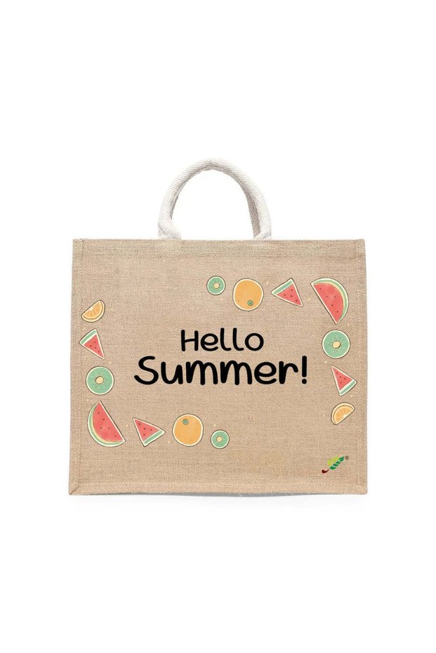 Tote Bag - Hello Summer Printed Stylish Carry-All Cotton Tote Set of 01