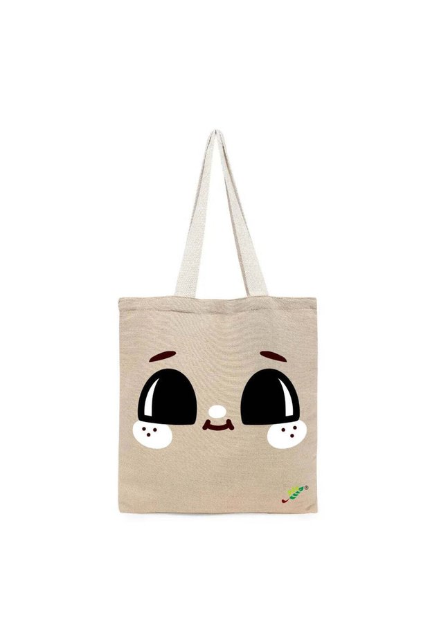 Tote Bag - Cute Wide-Eyed Printed Stylish Carry-All Cotton Tote Set of 01