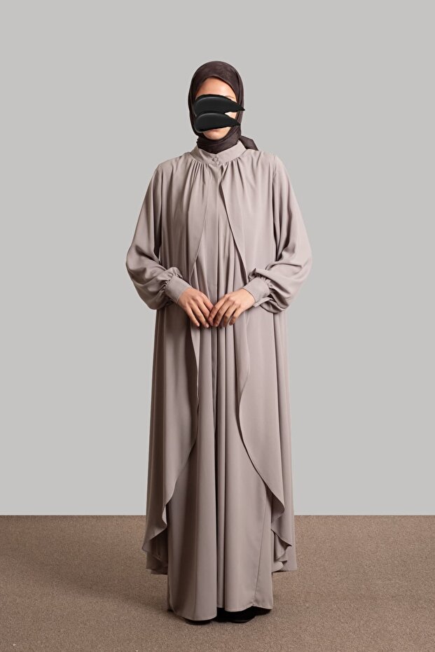 Larin Düğmeli Ferace Silver - 1