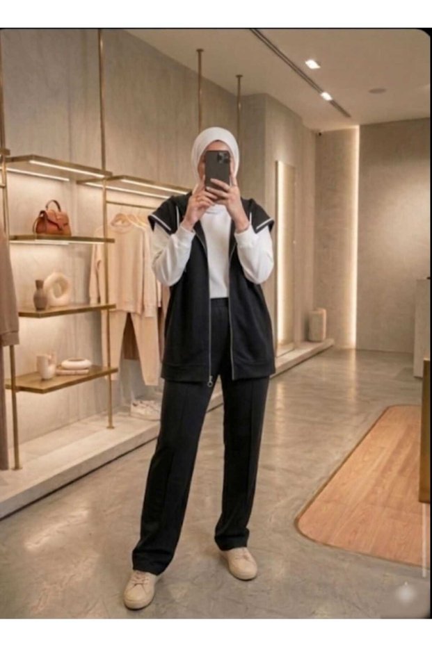 Women's Tesettür Triple Set (Tunic+Y Vest Tracksuit)