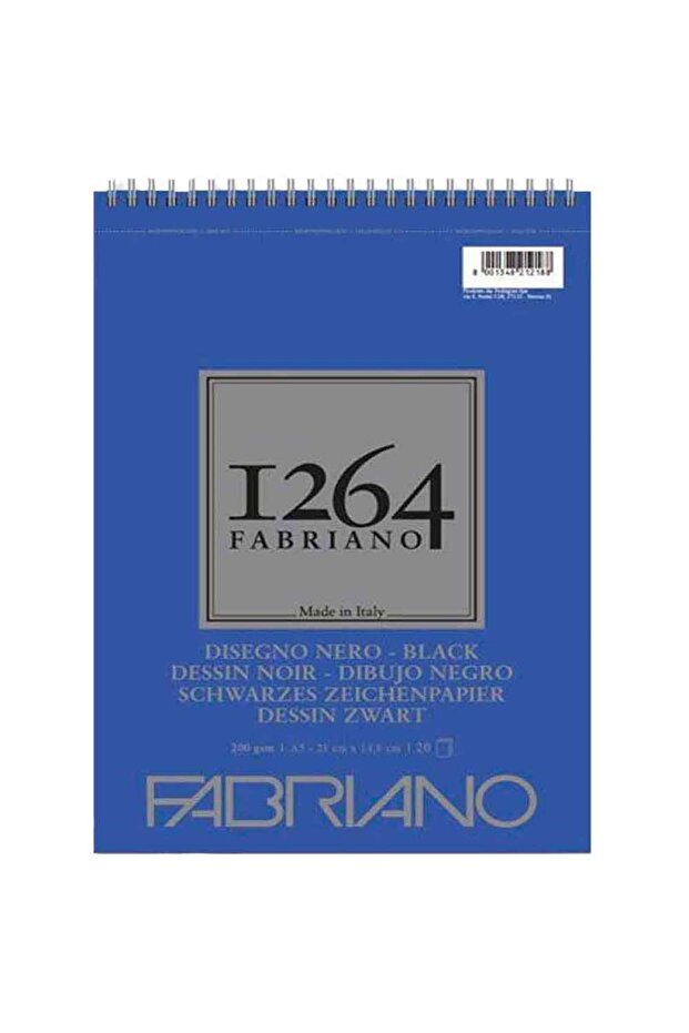 1264 Black Paper Spiral 200Gr A5 20 Sheets