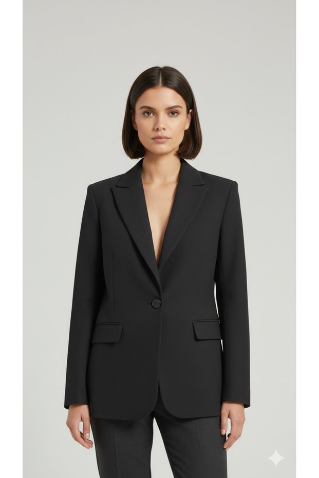 Tek Düğme Blazer Ceket SİYAH