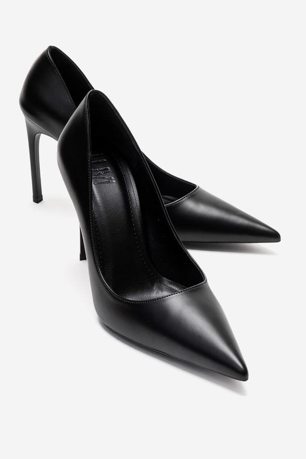 Velorien Black Skin Women Heeled Shoes