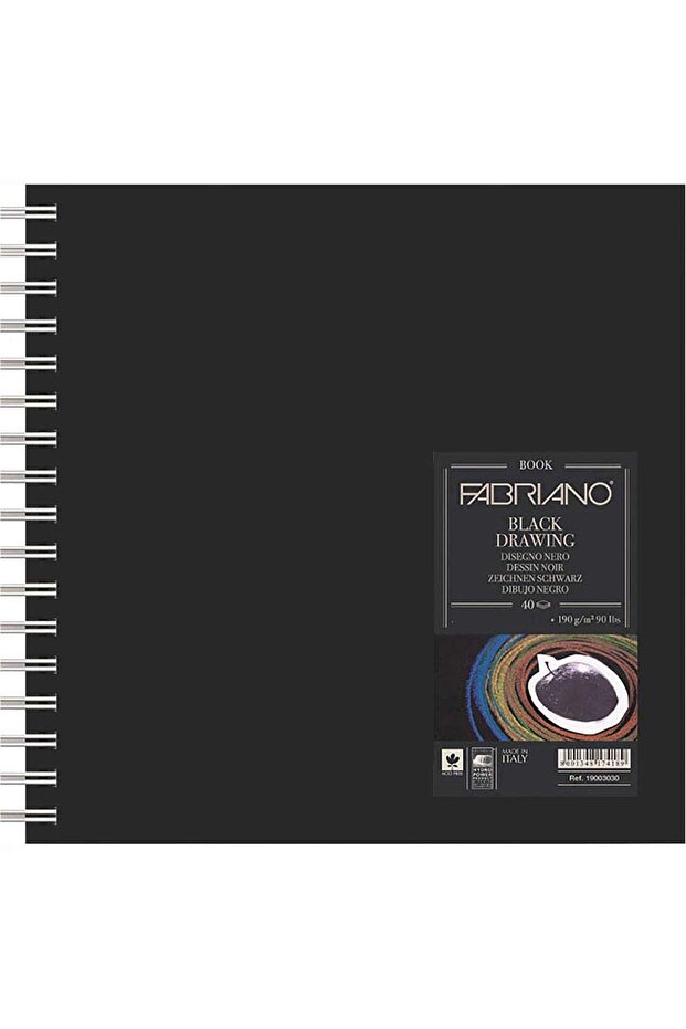 Black Drawing Book Murillo Nero 190Gr 15X15Cm Squared 40 Pages