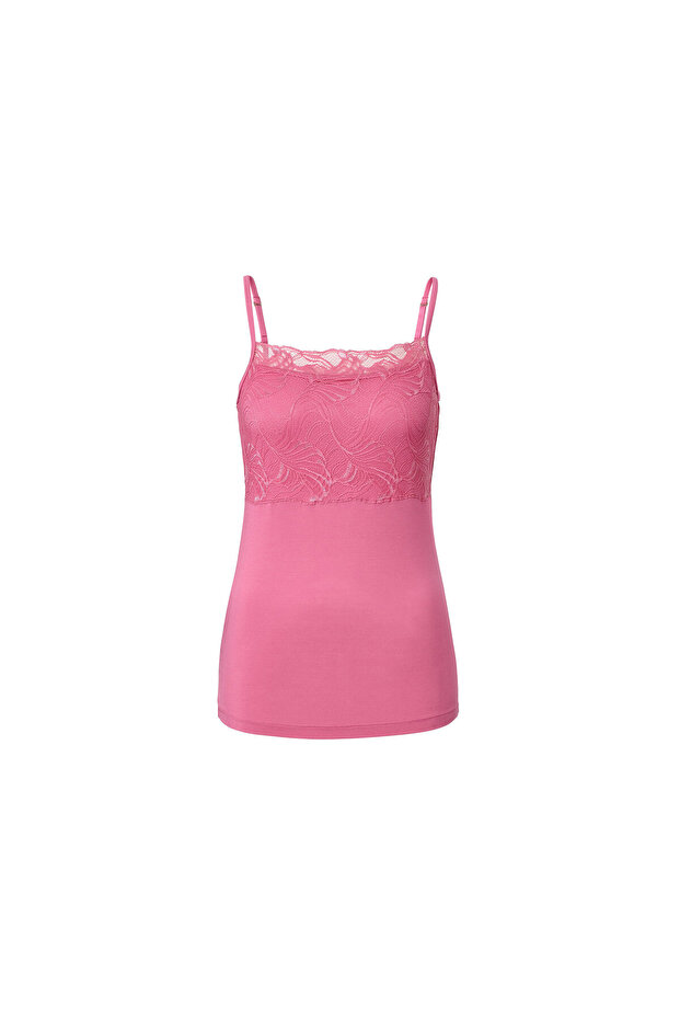 Kadın Atlet, Modal, Dantelli, Gül - 2