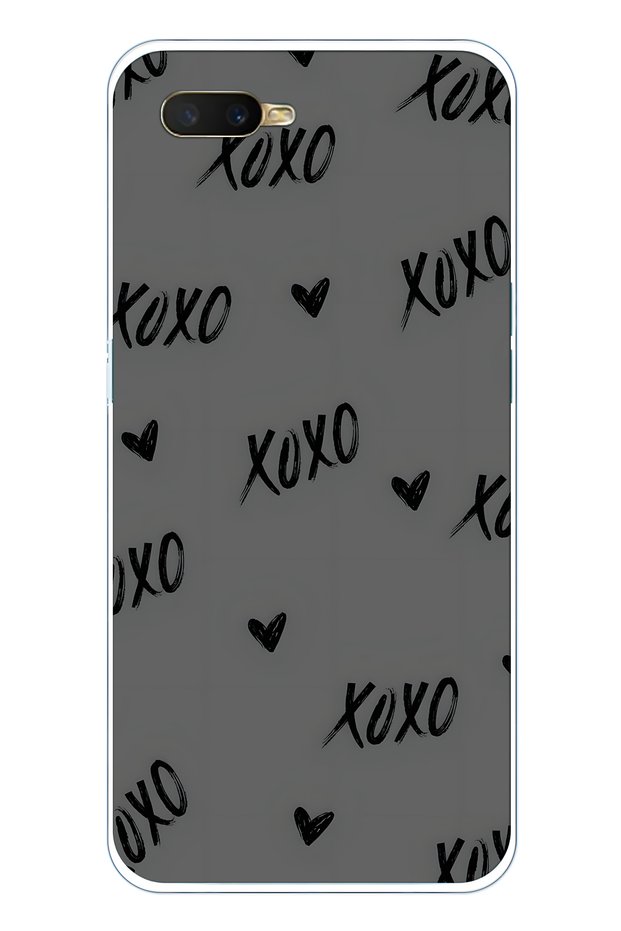 حافظة هاتف شفافة XOXO منقوش متوافقة مع هاتف اوبو A5S / AX7 / A12