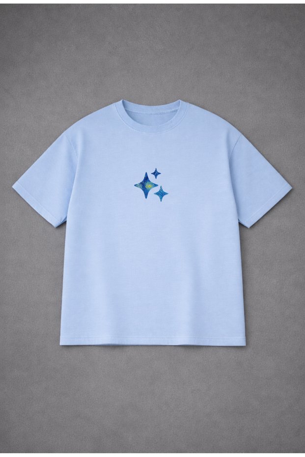 Unisex Oversized T-Shirt Starry Night B Printed 100% P Cotton T-Shirt Comfortable Fit