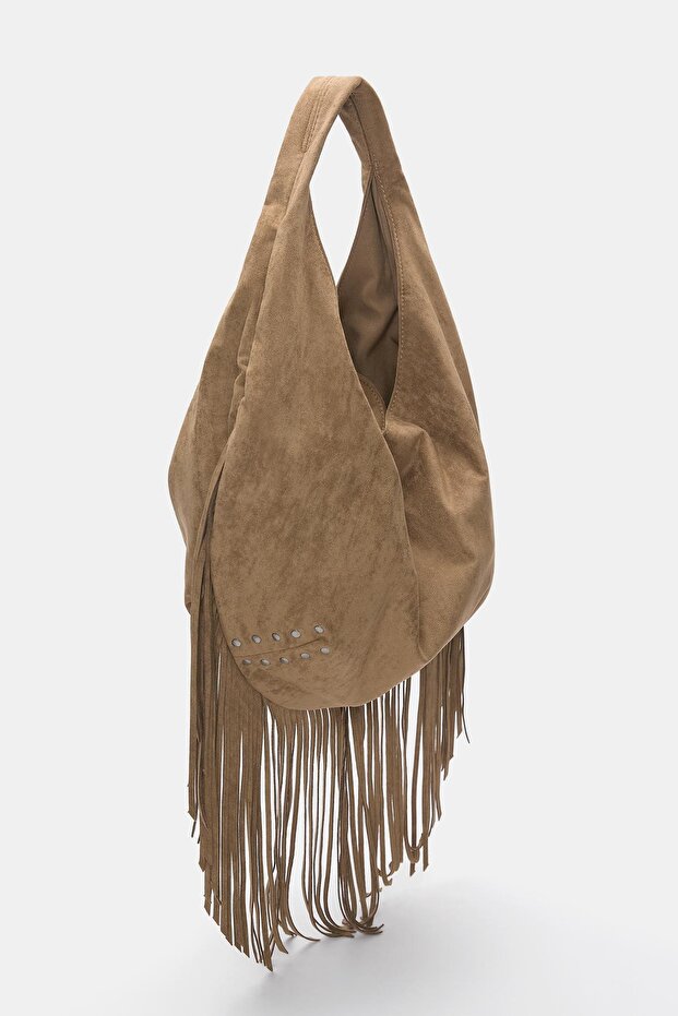 Püsküllü tote çanta - 4