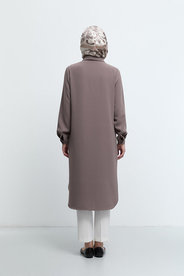 Gizli Patlı Basic Tunik - Vizon - 6