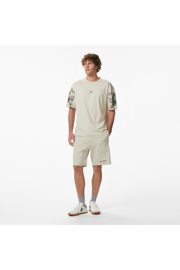United4 Regular Fit Men's Cream Shorts