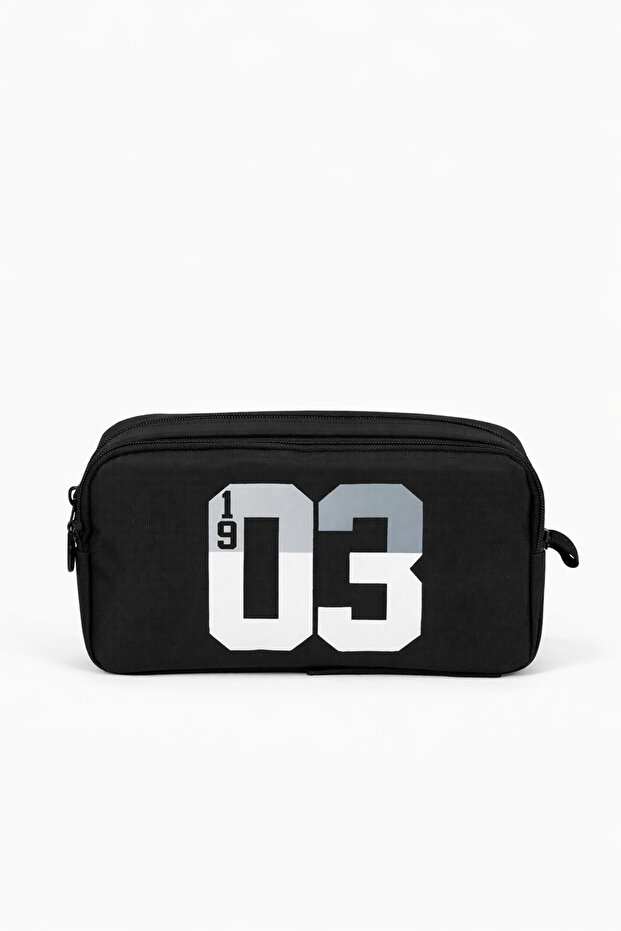 Licensed Double Compartment Pen Holder - Black Pen Case with 1903 Printed Water Repellent Fabric