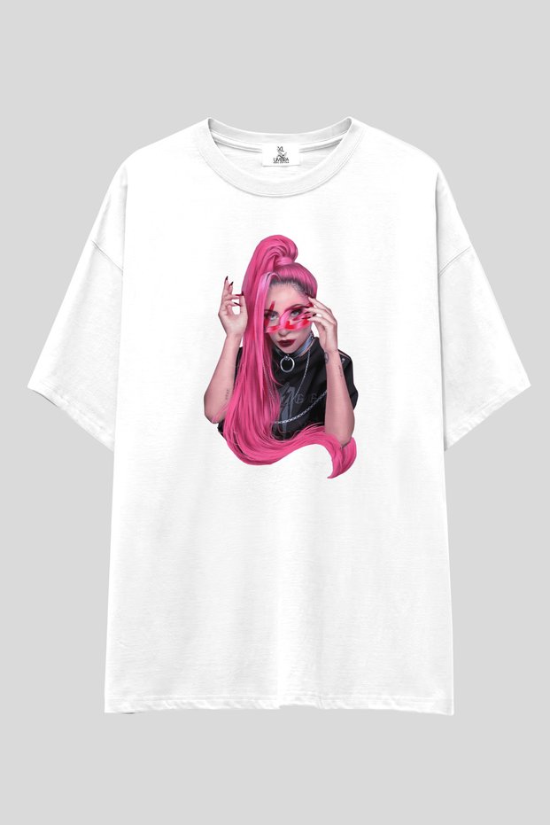 Lady Gaga Collection Oversized T-Shirt | Unisex 100% Cotton Black & White Printed Custom Design Tee