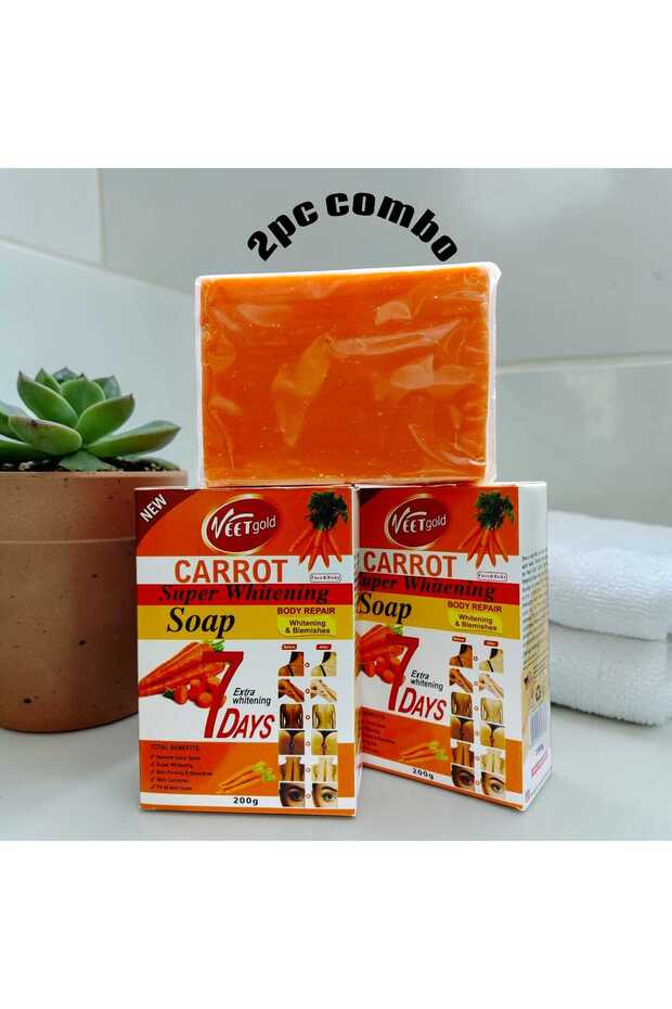 Carrot Super Whitening Soap 2PC COMBO – Brightening Bar for Uneven Skin Tone (2x200g)