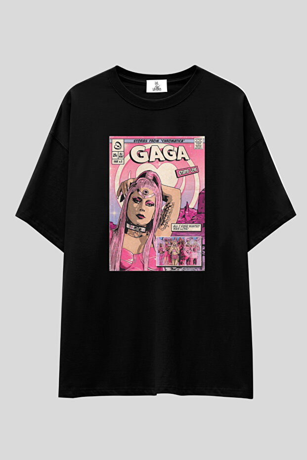 Lady Gaga Collection Oversized T-Shirt | Unisex 100% Cotton Black & White Printed Custom Design Tee