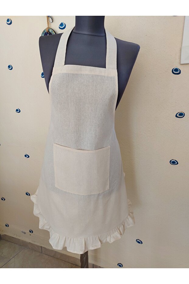 Ham Linen Ruffled Kitchen Apron - 2