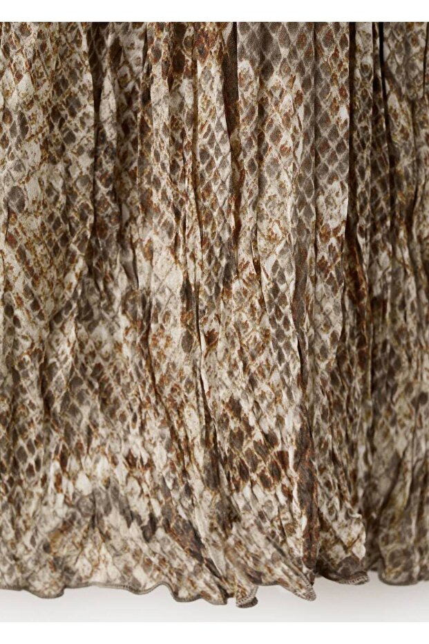 Dökümlü leopar desenli elbise - 5