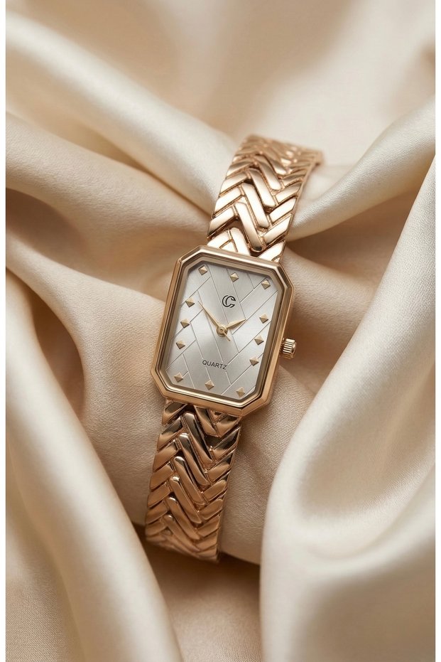 Women's Steel Watch Gold Color Vintage Rectangular Case Elegant Stylish Luxury Women's Wristwatch 2026