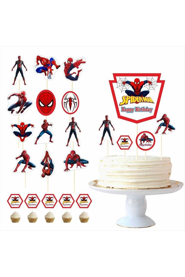 Spider Birthday Cake Decoration Toothpick Set