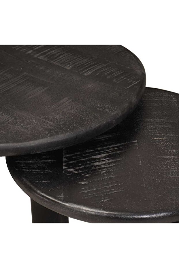 Mese de Cafea Nesting 3 pcs Alb Lemn de mango solid - 6