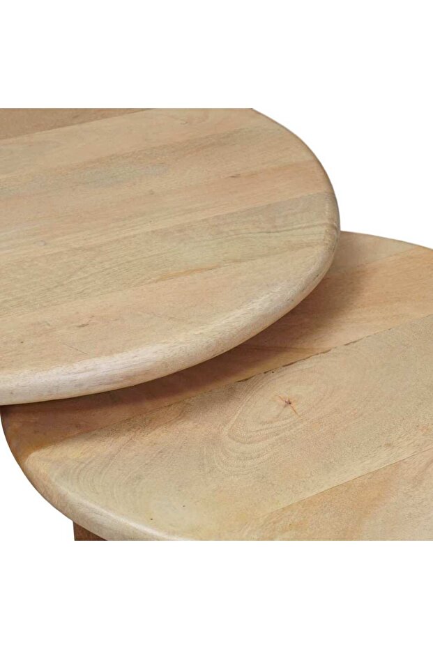 Mese de Cafea Nesting 3 pcs Negru Lemn de mango solid - 7