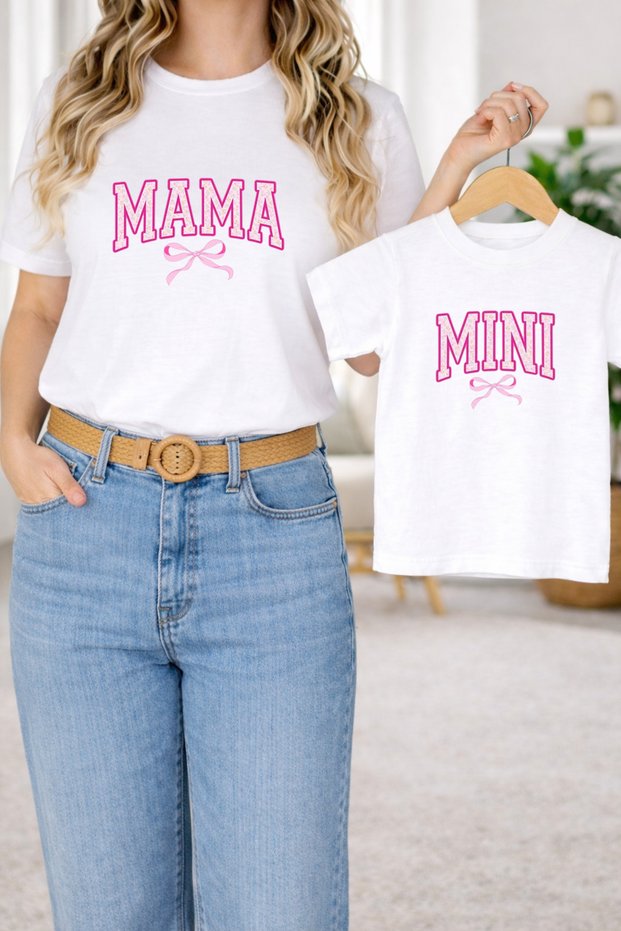 Twin T-Shirt Mother Daughter Combination Oversized – Mother & Child T-Shirt Mama - Mini Ba Printed Single Price)
