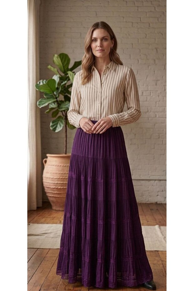 Premium Lace Detailed Combed Cotton Skirt
