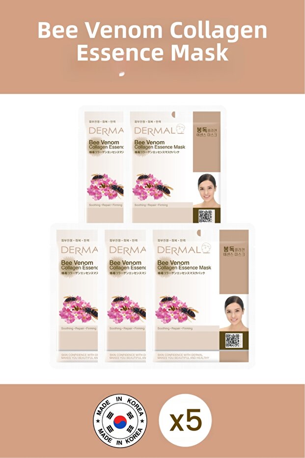 Smoothing, Repairing, Firming Bee Venom Extract Collagen Mask 23 Gr 5 Pieces