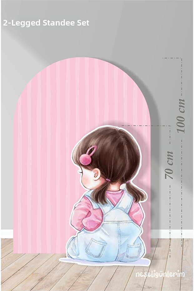 2-Piece Footed Board Set Pink Striped Backdrop, Buckled Baby Girl / 100 cm - 70 cm