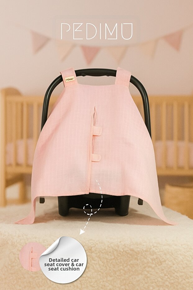 Dusty Rose Color Velcro Muslin Stroller Cover 100% Cotton
