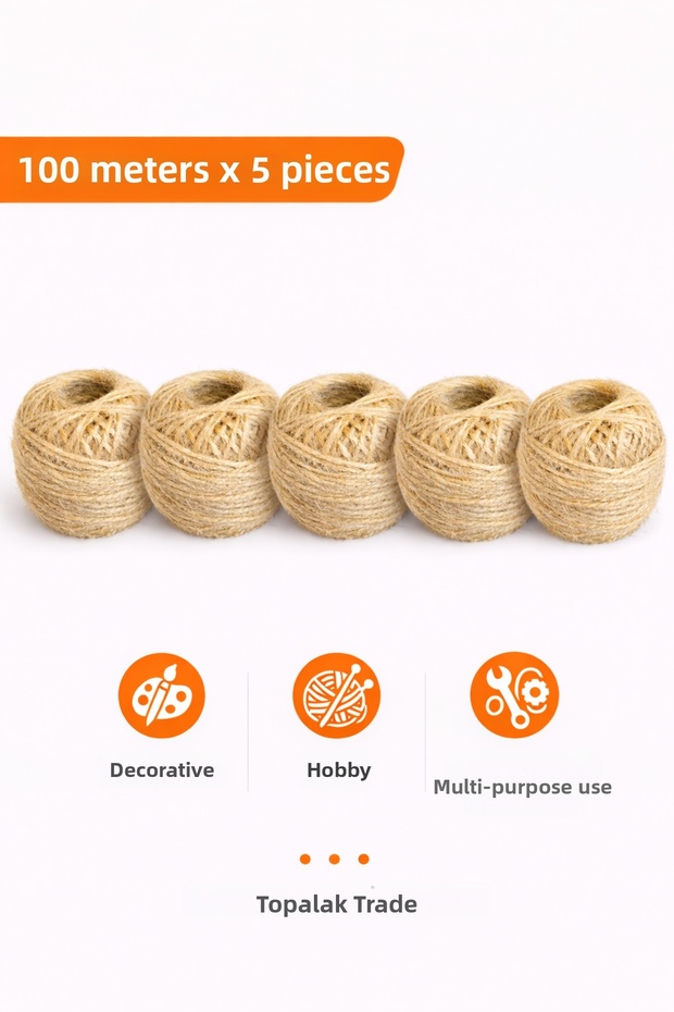 Jute Rope 500 Mt, Wicker Rope Linen Rope - Sack Rope, Decorative Rope, Decorative Rope