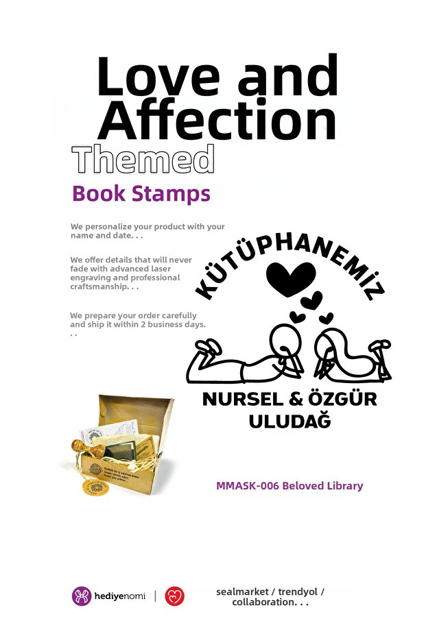Mühürmarket > Our Library Love and Affection Book Seal - Ex-Libris - Book Stamp > Mmask-006