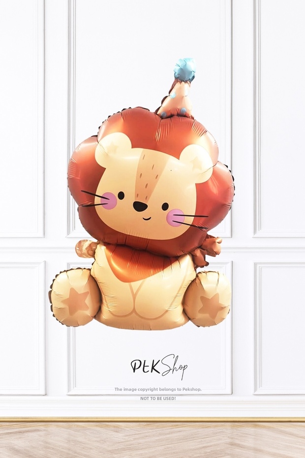 Party Hat Lion Foil Balloon