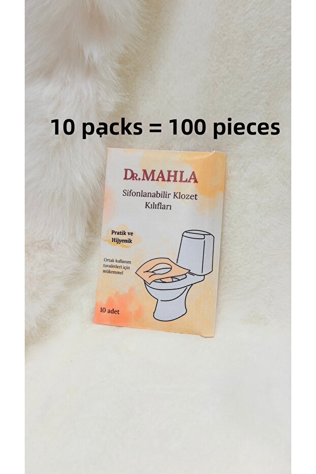 10 Packs - 100 Pieces - Toilet Seat Cover Seyahet Size - Disposable - Water Soluble