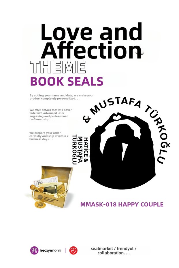 Mühürmarket > Happy Couple Love and Affection Book Seal - Ex-Libris - Book Stamp > Mmask-018