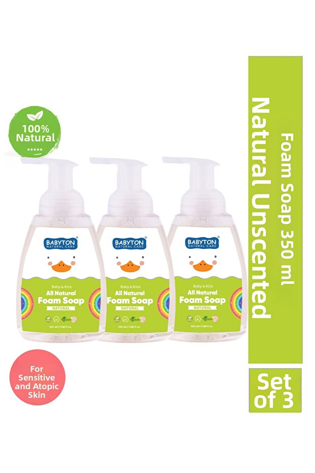 Natural Unscented Foam Soap Set of 3 350 ml