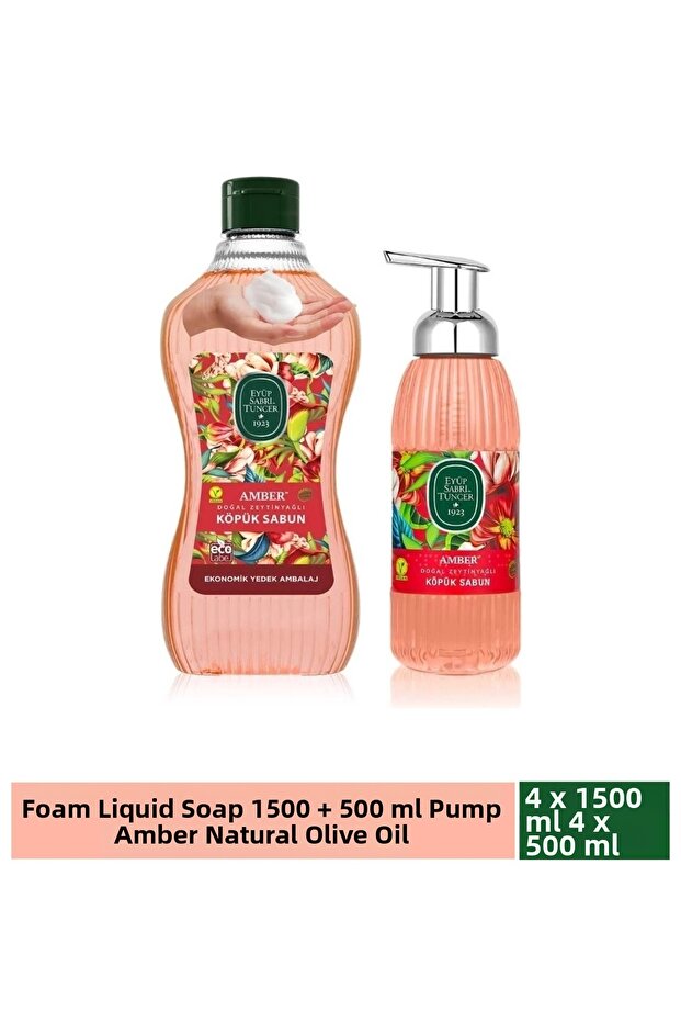 Amber Natural Olive Oil Foam Soap 1.5 Lt+500 ml X 4 Set