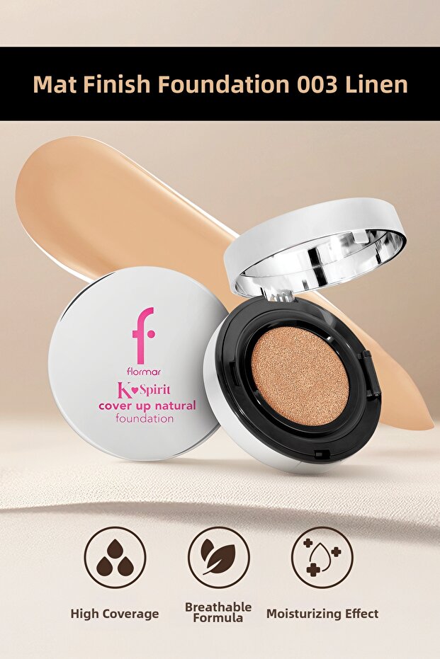 K-Spirit Cover up Intense Coverage Smooth Semi-Matte Finish Cushion Foundation - 003 Linen