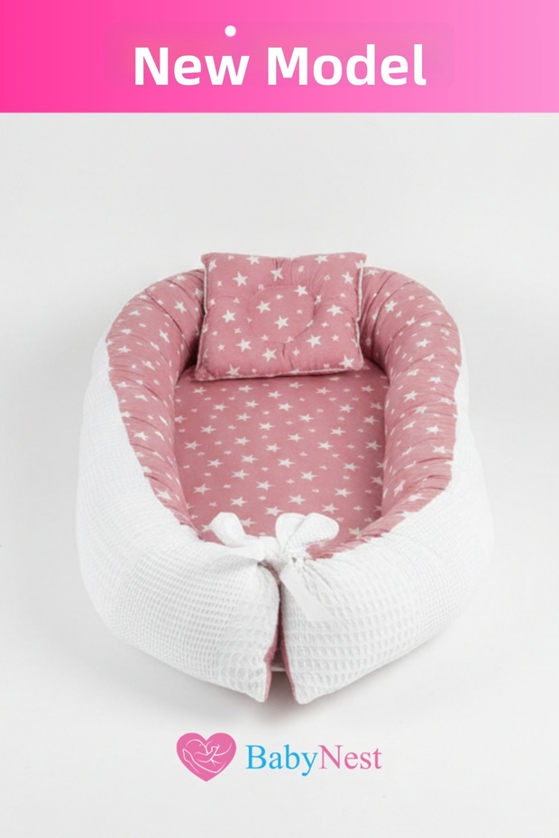 Premium Baby Bed 100% Cotton Waffle Newborn Sleeping Nest Orthopedic 0-12 Months