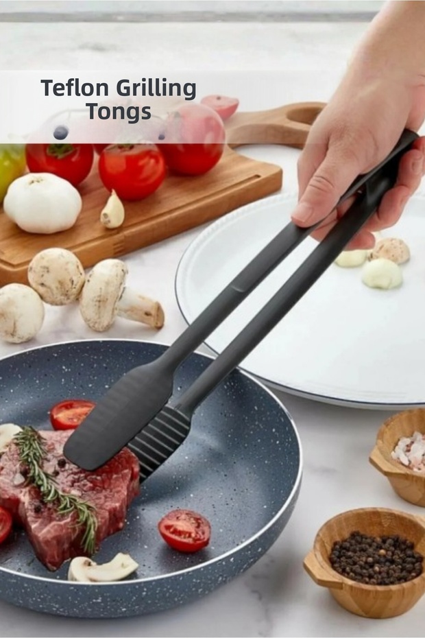 Fireproof Non-Stick High Heat Resistant Teflon Serving and Grilling Tongs