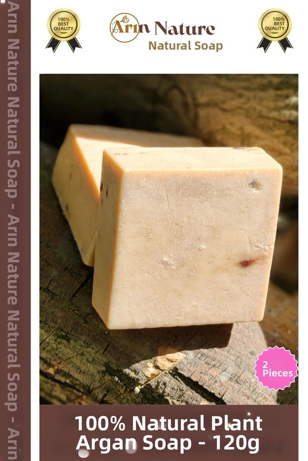 # Argansabunu 100% Natural Beautifully Scented Hand Face Hair Body Original Herbal Argan Soap 120g - 2 Pieces