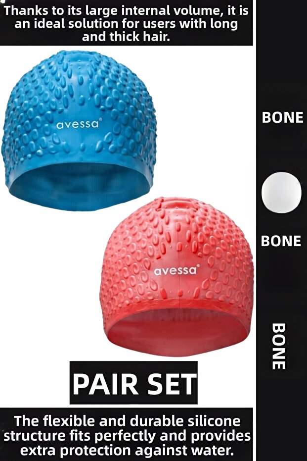 # Bone Soft Pool Sea Swimming Ear Waterproof Elastic Silicone Large Size Hair Cap Double Set